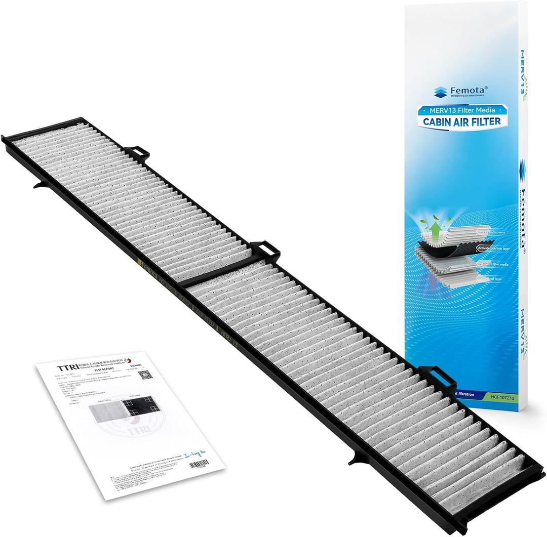 Certified MERV 13 Cabin Air Filter with Activated Carbon, CF10727 for BMW 128i,135i,135is, 325i, 325xi, 328i, 328i xDrive, 328xi, 330i, 330xi, 335D, 335i, 335i xDrive, 335is, 335xi, X1