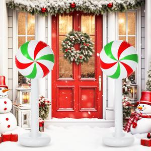 4 Pcs Christmas Inflatables Candy Outdoor Decorations 4 FT Christmas Candy Inflatable Column Blow up Decoration for Winter Xmas Lawn Yard Garden Home Decor (Red, White, Green)