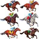 6pcs Derby Decorations Horse Racing Decorations Table Centerpieces Wooden,Double Sided Derby Table Decorations Horse Racing Party Supplies,Derby Party Decorations
