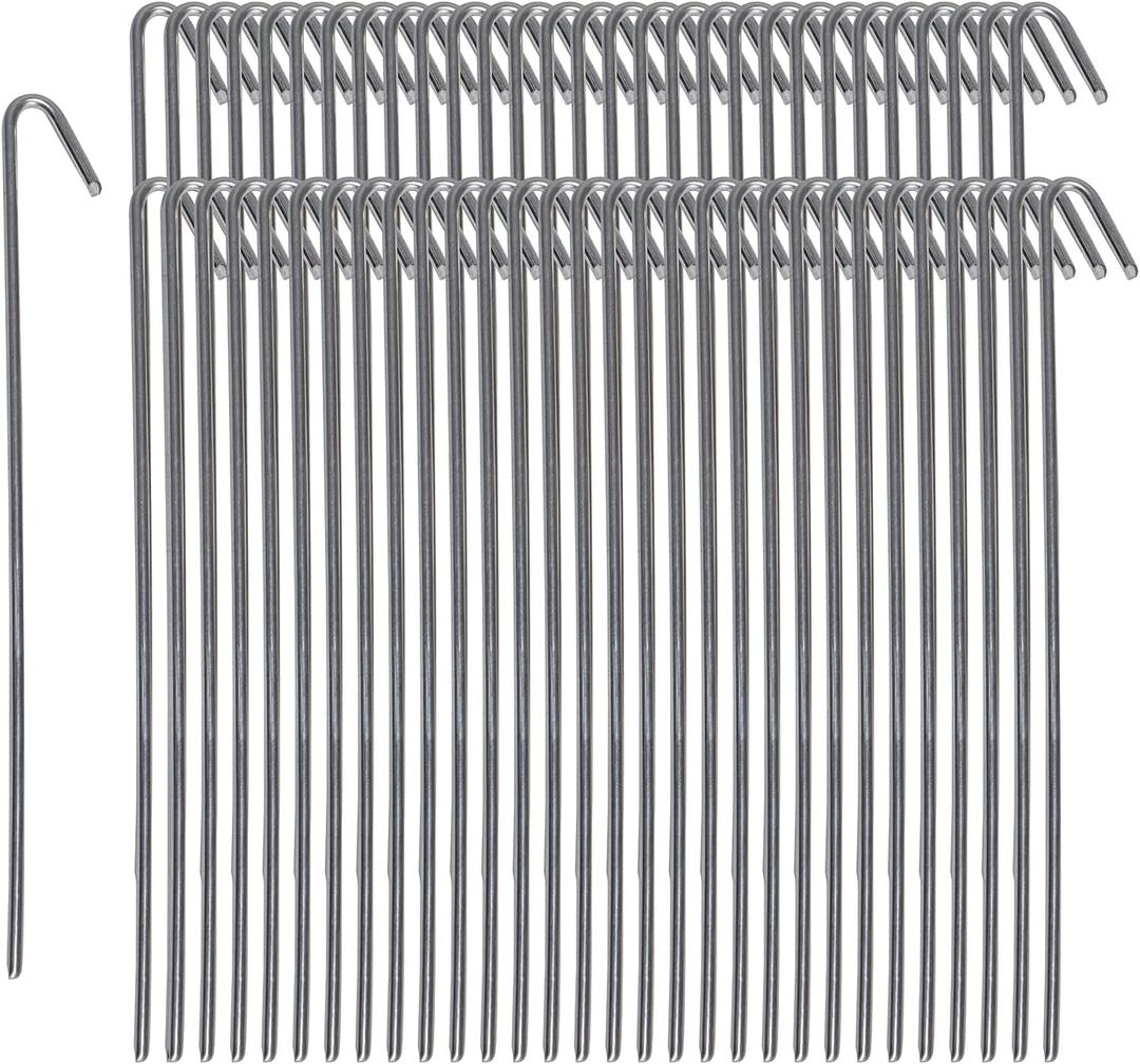 Pinnacle Mercantile 60 Pack Tent Stakes Metal Garden Edging Fence Hooks Pegs Christmas Decoration Stakes Made USA 9 inches Long