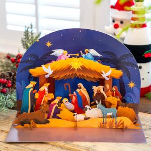 JOYIN Pop Up Christmas Nativity 3D Religious Card with Envelope in Holy Night Nativity, Jesus Christ Birth Scene for Xmas Holiday Greeting Card, Merry Christmas Giving, Thanksgiving and all occasions