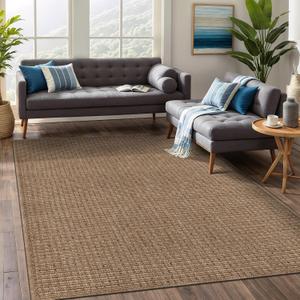 Beverly Rug Easy Jute Natural Large Rug 9x12 Solid Washable Durable Outdoor Indoor Area Rugs for Living Dining Room Patio Office Stain Resistant Non Shedding Indoor Outside Carpet (9 x 12 Natural)