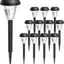 GIGALUMI 12 Pack Solar Lights Outdoor Waterproof, Cool White Pathway Lights Solar Powered, Landscape Lighting, Solar Garden Light for Decor, Patio, Garden, Yard, Pathways, Walkways