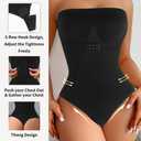 Strapless Tummy Control Shapewear Bodysuit for Women- Seamless Snatched Waist Thong Body Shaper Postpartum Slimming, Small