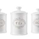 TAWCHES Relief Vine Ceramic Canisters Sets For The Kitchen For Countertop Set of 3 Airtight Coffee Canisters For Ground Coffee Sugar Container Storage Jars With Lids Farmhouse Decor Tea caddies