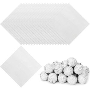 PATIKIL Foil Candy Wrappers 5x5 Inch, 100 Pcs Square Fine Grid Aluminium Foil Candy Wrapping Paper for DIY Chocolate Candies Packaging Decoration, Silver