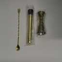 Gold Muddler for Cocktails, 10 Inches Bar Spoon, 1 oz 2 oz Double Jigger- Premium 3 Piece Gold Mixing Tools Set for Drinks
