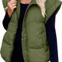 Danedvi Womens Winter Puffer Vest Sleeveless Quilted Gilet Coat Jacket with Pockets (Small, Army Green)