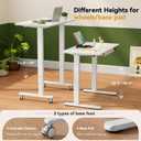 Gibbon Mounts Glass Standing Desk with Drawer, 35×20Inch Whole Piece Height Adjustable Rising Desk, Electric Sit Stand Desk with Wheels, Small Computer Desk, White, 35" W x 20" D x 28.3" H