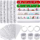 Liliful 72 Pcs Christmas Color Your Own Slap Bracelets Wristbands Xmas Slap Bands DIY Blank Snap Bracelet Christmas Creation Crafts for Kids, 5 Styles