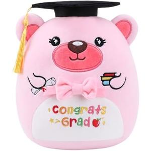 Tivorazaki Class of 2026 Graduation Bear Plush, 8 Inch Pink Kindergarten Grad Stuffed Animal with Cap, Cute Soft Plushies Preschool Keepsake Gift for Kids Girls Boys