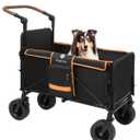 Snagle Paw Dog Wagon for Medium Large Dogs up to 120lbs | All Terrain Foldable Large Pet Stroller with Ramp & Tailgate (Extra Space), Dog Wagon Cart Adjustable Handle & One-Step Brake