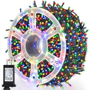Weillsnow 500 LED Multicolor Outdoor Christmas Lights, 164Ft Plug in Waterproof String Lights, 8 Modes with Memory for Outdoor Indoor Garden Halloween Christmas Decorations (Multicolor)