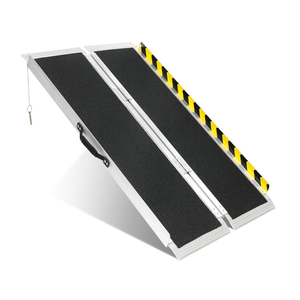 4FT Portable Wheelchair Ramp Folding Aluminum Ramp for Home DoorwaysAnti-Slip Mobility Handicap Ramp with Side Rails for Steps Stairs Thresholds Entryways Wheelchairs Scooters and Strollers