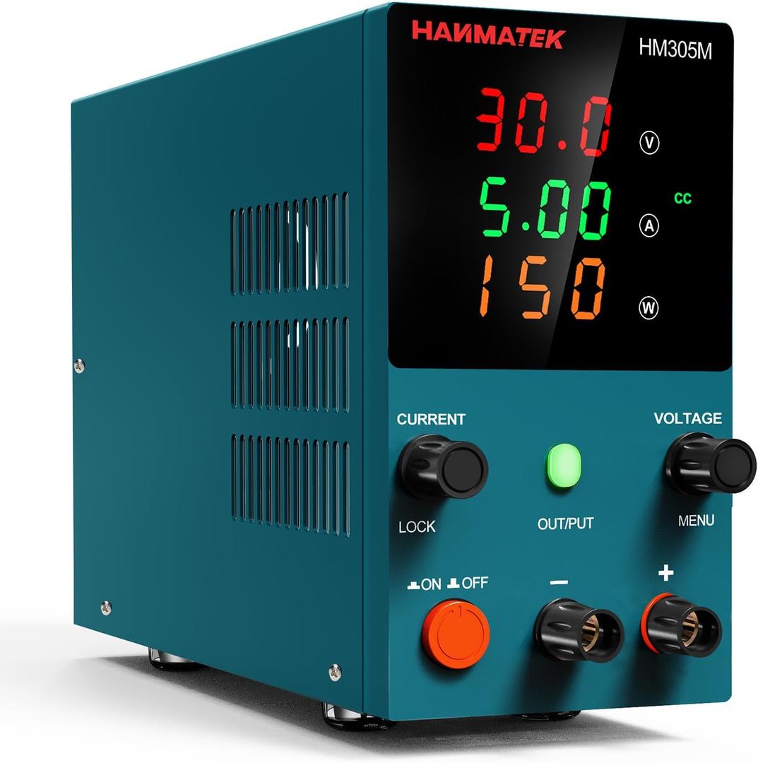 HANMATEK DC Power Supply (0-30 V 0-5 A) HM305M Mini Variable Switching Digital Bench Power Supply