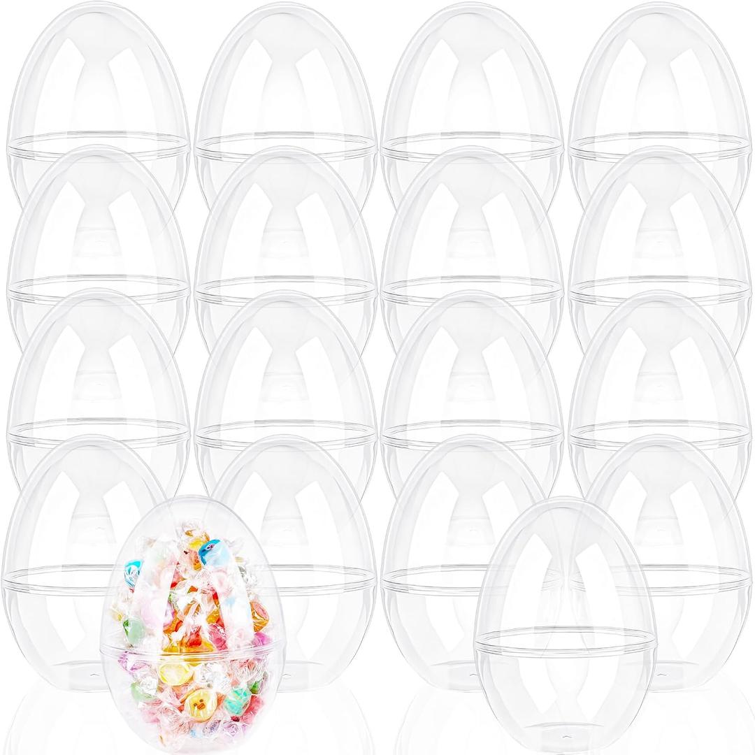 18 Pcs 3.15 Inch/ 3.5 Inch/ 5 Inch Large Clear Plastic Easter Eggs Bulk Jumbo Fillable Plastic Transparent Easter Plastic Eggs for Easter Hunt Party Use (Clear ( 5 Inch )