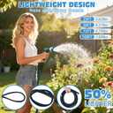 Halfjuly Garden Hose 100FT, Flat Non-Expandable Lightweight Water Hose, Durable Flexible Heavy Duty No Kink Design with 3/4" Fittings, 10 Way Spray Nozzle for Outdoor Yard Lawn