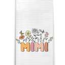 3 x Mimi Floral Kitchen Towels, Gifts for Mimi Grandma Mother's Day Hand Towels for Bathroom Kitchen Decorative, Best Grandma Gifts from Grandkids Dish Tea Towels Drying Cloth, 16x24 Inch