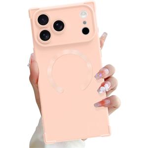 OOK Magnetic Case for iPhone 17 Pro Max 6.9 Inch [Wireless Charging Compatible] Soft TPU Solid Phone Cover Anti-Scratch Shockproof Protection Slim Case for Women Men - Pink