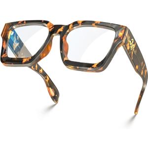 VISOONE Blue Light Blocking Glasses with TR90 Rectangle Frame and Chic Preppy Look for Women Men RIVER (Coco Tortoise)