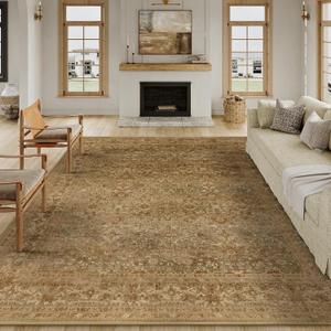 6x9 Washable Rugs Yellow Large Area Rug Indoor Retro Rug Thin Low Pile Carpet Lightweight Throw Rug Bedroom Living Room Office Dining Kitchen Laundry (Honey Blossom)