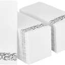 200 Pack Guest Towels Disposable Bathroom, Soft and Linen Feel Disposable Hand Towels, Decorative Bathroom Napkins for Party, Dinners, Wedding, Silver