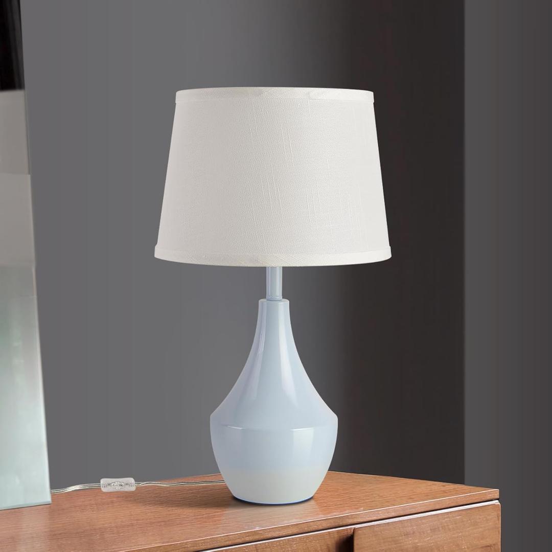 Blue Bedside Table Lamp, 19.3" Modern Table Lamp for Bedroom Nightstand, Cute Table Lamps for Living Room, Office Desk, End of Table