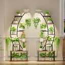 Plant Stand Indoor with Grow Lights, 9 Tiered Metal Plant Shelf, 64" Tall Plant Stand for Indoor Plants Multiple, Large Plant Rack Display Shelves, Curved Plant Holder for Living Room, Patio