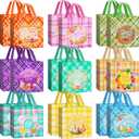18Pcs Easter Gift Bags Reusable Easter Egg Hunt Bags with Handles for kids,Non-Woven Easter Bags for Easter Baskets, Egg Hunt Game, Easter Party,8.37.95.9inch
