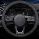 Carodi Latest Nappa Leather car Steering Wheel Cover, Stylish Non-Slip Leather car Interior 15 inches Universal（Black）