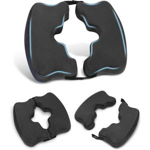 HOMCA Bed Sore Cushions for Butt, Memory Foam Bedsore Pressure Relief Cushion for Sleeping and Sitting, Hemorrhoid Cushion for Coccyx, Sciatica, Postpartum Recovery, and Surgery Rehabilitation(Black)