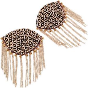 Shoulder Epaulet Punk Epaulettes Badge Epaulettes Brooch Pin Patches Shoulder Jewelry Costume Accessories Tassel Fringe Appliques Rhinestones Beaded Embellished by The Pair (Gold)