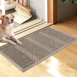 Door Mat Indoor Entrance, Sturdy Front Door Mat Outdoor, Absorbent Muddy Dirt Resist Welcome Door Mats, Non-Slip Backing Entry Mat Doormat for Entryway, Fade and Stain Resistant, 29.5x17 Inch, Brown