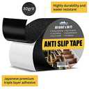 Grip Tape - 4Inch x 36Feet Heavy Duty Anti Slip Tape High Traction 80 Grit Non Skid Tape for Stairs, Waterproof Anti Slip Tape Durable Triple Layer Adhesive Non Slip Tape for Step Treads - Black