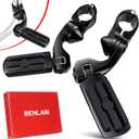 Benlari Highway Pegs 1in 1-1/4 in Highway Footpegs 304 Stainless Steel Long Angled Adjustable Fit For Harley Touring Street Glide Road King Electra Glide Softail Dyna Black Style2