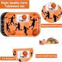 50Pcs Basketball Party Decorations 10" x 6.5" Sports Themed Paper Plates Disposable Orange and Black Sport Plates for Boys Men Basketball Birthday Party Supplies