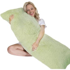 ZonLi Fluffy Body Pillow, Full Body Pillows for Adults, Long Pillow for Sleeping with Removable Cover and Adjustable Filling for Side Sleeper & Pregnancy, Large and Firm, Machine Washable (Green)