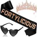 Daifunli 3 Pcs 40th Birthday Decorations for Women Men,  Birthday Crown Sash Sunglasses