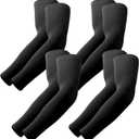 YESLIFE UV Sun Protection Arm Sleeves for Men & Women,UPF 50 Cooling Sports Sleeve (4 Pairs, 4 Black)