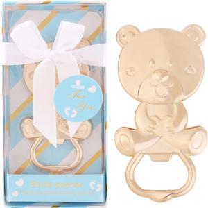 24 Pack Bear Bottle Opener for Baby Shower Favors, Metal Beer Opener for Guests, Party Souvenirs/Decor/Gift Supplies (Blue)