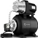 LANCHEZ 1.6 HP Shallow Well Pump with Pressure Tank, 1340 GPH Stainless Steel Garden Irrigation Pump, 115V Water Transfer Pump, Automatic Water Booster Jet Pump for Home Garden Lawn Farm, Glossy