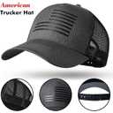 American Flag Trucker Hat Light Grey (Gray)