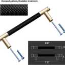 12 Pack 7 1/2 Inch 192 mm Gold and Black Cabinet Handles Cabinet Pulls Aluminum Handles Knurled Drawer Pulls Oxidation Finish with Diamond Pattern 8.6" Length (7.5" Hole Center)