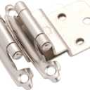 DecoBasics 3/8" Inset Cabinet Hinges Brushed Nickel (25 Pair -50 Pcs) Offset Self Closing Cabinet Hinges for Kitchen Cabinets Satin Nickel w/Silicon Bumpers & Upgraded Screws