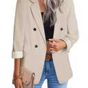 3/4 Sleeve Blazer Jacket for Women 2026 Spring Summer Beige Lightweight Light Business Casual Work Office Professional Short Sleeve Fashion Dressy Womens Ladies Tops Women's Blazers & Suit Jackets, Size XXL