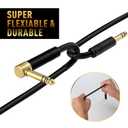 Elecan 1/4 Inch TRS Instrument Cable 50 Ft- Right Angle to Straight 6.35mm Male Jack Stereo Audio Interconnect Cord- Gold Plated- 90 Degree 6.35 mm Balanced Line for Electric Guitar Bass+ 5 Ties