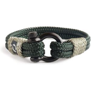 Mens Rope Bracelet - Stainless Steel Black Shackle, Extremely Durable and Scratch Resistant Waterproof Paracord, Handmade, Nautical Wristband for Men (Royal Green)