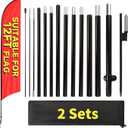 2 Sets 12FT Heavy Duty Feather Flag Pole Kit for 10FT Swooper Flags, Portable Reinforced Aluminum Banner Pole with Rotating Ground Stake, Ideal for Outdoor Advertising, Storefronts (12FT, 2 Sets)