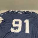 Jersey Shirts for Men Y2k Graphic Number Oversized Tees V Neck Baggy Streetwear T Shirt Summer Tops (Large, Blue)