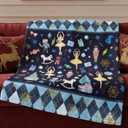 Buryeah Blue Christmas Nutcracker Throw Blanket Nutcracker Ballet Blanket Xmas Warm Flannel Fleece Throw Comfortable Cozy Decorative for Christmas Home Bed Sofa Couch Decor